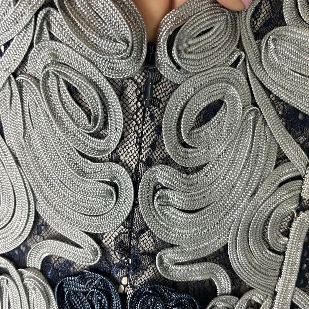 BHLDN JS Collection SANTIAGO Dress Navy/Cloud 2‎ Anthropologie Midi Coctail​